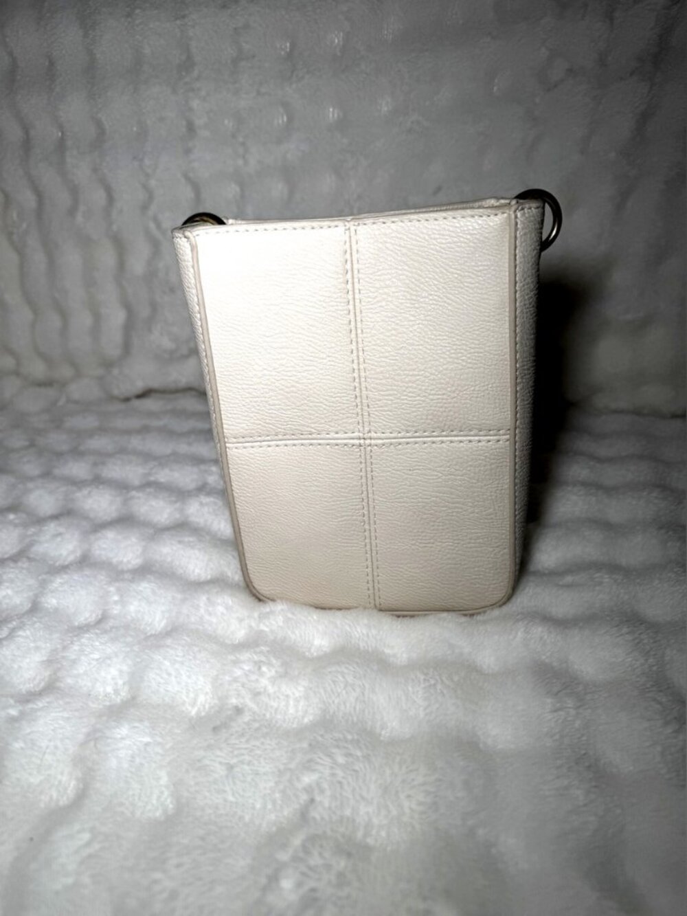 White Pebbled Crossbody Bag with Gold Hardware
